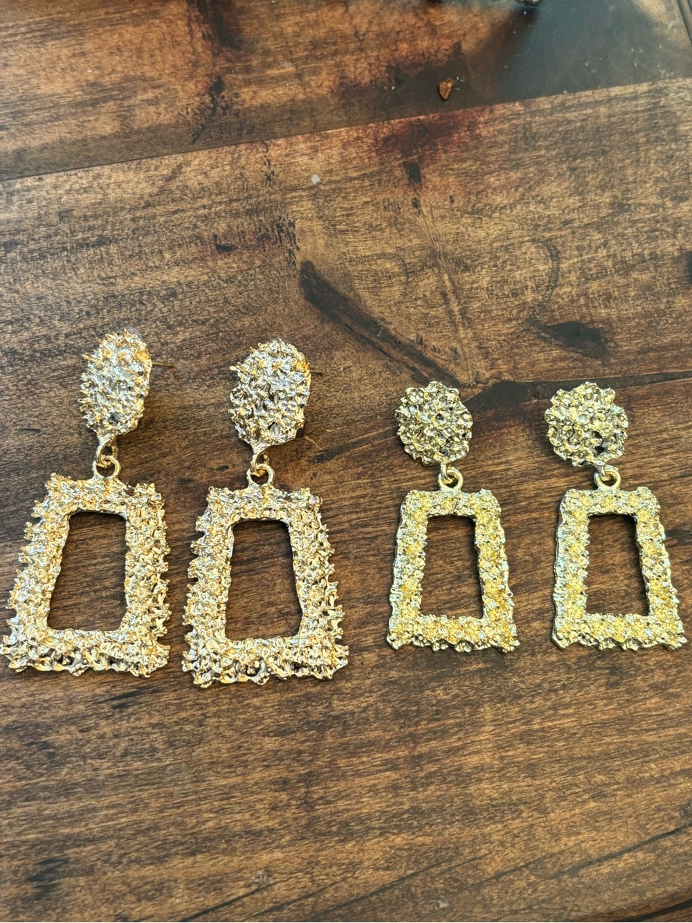 Gold-Tone Textured Drop Earrings, 2 Sets- Women's Fashion Jewelry
